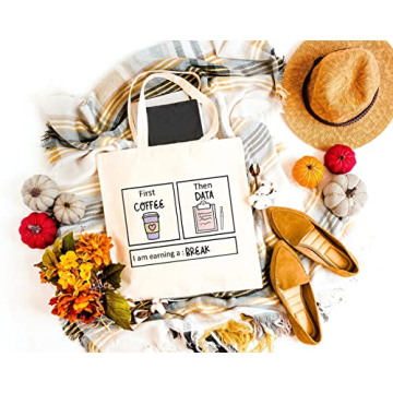 GXVUIS First Coffee Then Data Reusable Tote Bag