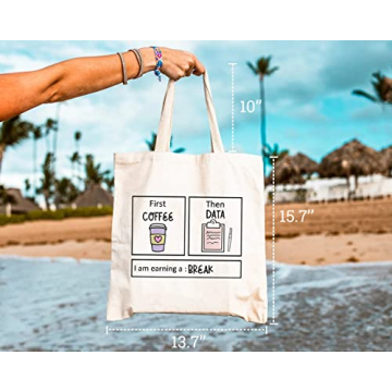 GXVUIS First Coffee Then Data Reusable Tote Bag