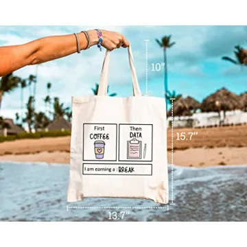 GXVUIS First Coffee Then Data Reusable Tote Bag