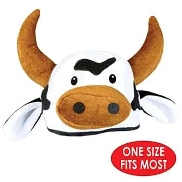 Beistle NoveltBeistle Unisex Plush Cow Head Hat – Western Themed Novelty Cap, Farm Animal Party Supplies, Halloween Costume Headwear, Photo Booth Prop, Dress Up Accessory