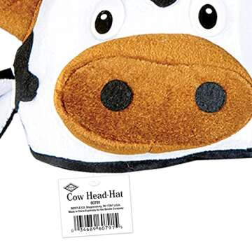 Beistle NoveltBeistle Unisex Plush Cow Head Hat – Western Themed Novelty Cap, Farm Animal Party Supplies, Halloween Costume Headwear, Photo Booth Prop, Dress Up Accessory