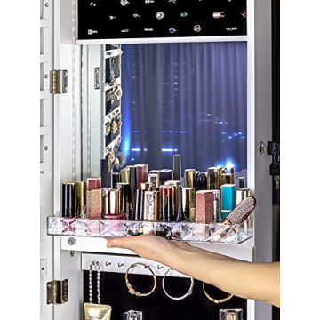 LUXFURNI Jewelry Cabinet with LED Lights & Lockable Storage