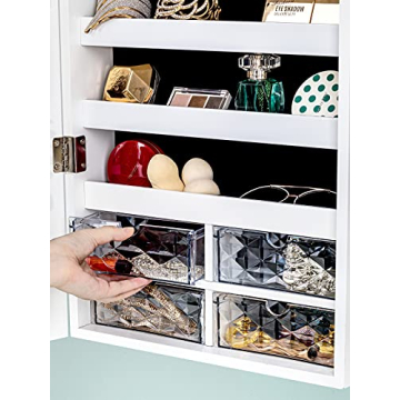 LUXFURNI Jewelry Cabinet with LED Lights & Lockable Storage