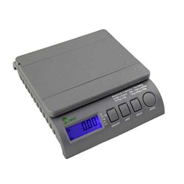 Tree SPS 75 Small Postal Scale - 75 LB Capacity, Compact Grey Design, Backlit LCD Display