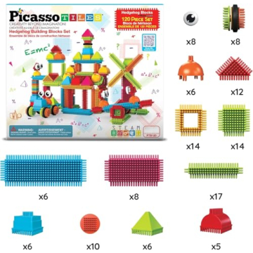 PicassoTiles Hedgehog Blocks STEAM Toy for Kids Age 3+