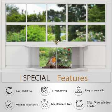 Amaprime Window Bird Feeder 180° for Ultimate Wild Bird Watching, Clear View Bird Feeder, Indoor Bird Feeders, Best Gift to Enhance Your Home/Office with Nature's Beauty by (PVC)