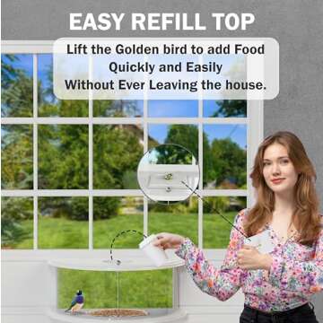Amaprime Window Bird Feeder 180° for Ultimate Wild Bird Watching, Clear View Bird Feeder, Indoor Bird Feeders, Best Gift to Enhance Your Home/Office with Nature's Beauty by (PVC)
