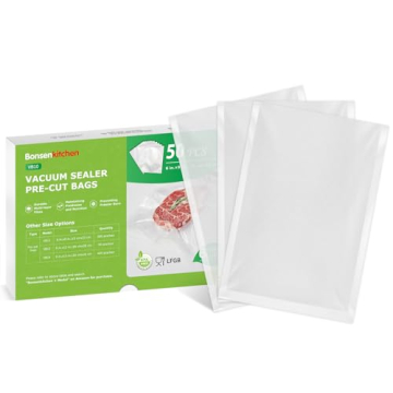 Bonsenkitchen Precut Vacuum Sealer Bags, 50 Pint 6" x 9" Food Sealer Bags, Food Grade, BPA Free, Hea...