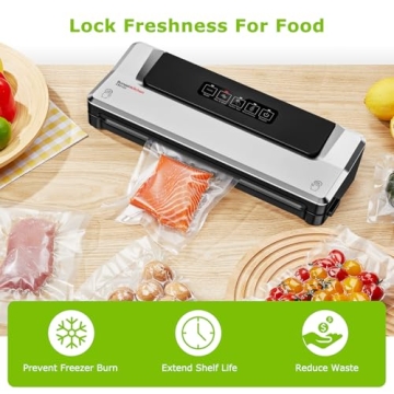 Bonsenkitchen Precut Vacuum Sealer Bags, 50 Pint 6" x 9" Food Sealer Bags, Food Grade, BPA Free, Heavy Duty, Customized Size Vacuum Bags for Vac Storage, Meal Prep or Sous Vide Cooking, VB10