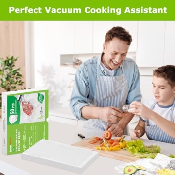 Bonsenkitchen Precut Vacuum Sealer Bags, 50 Pint 6" x 9" Food Sealer Bags, Food Grade, BPA Free, Heavy Duty, Customized Size Vacuum Bags for Vac Storage, Meal Prep or Sous Vide Cooking, VB10