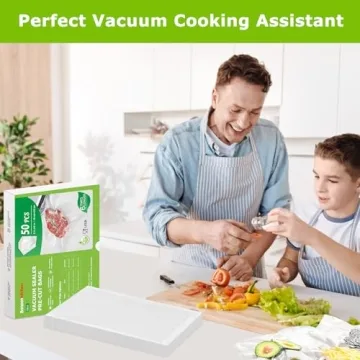 Bonsenkitchen Precut Vacuum Sealer Bags, 50 Pint 6" x 9" Food Sealer Bags, Food Grade, BPA Free, Heavy Duty, Customized Size Vacuum Bags for Vac Storage, Meal Prep or Sous Vide Cooking, VB10