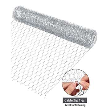 Aboofx Chicken Wire Net for Crafts, 78.7 x 13.7 inch Floral Chicken Wire, Lightweight Hexagonal Chicken Wire Fencing for Crafts Garden Poultry Project, with 100 Pieces Cable Zip Ties