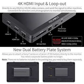 FEELWORLD F6 Plus+Battery + Charger +Carrying Case 6 inch Touch Screen DSLR Camera Field Monitor with HDR 3D LUT Small Full HD 1920x1080 Support 4K Input Output