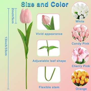 Lpluziyyds 20pcs Real Touch Fake Tulips for Decor