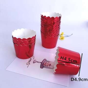 50 Pcs Paper Cupcake Liners Baking Cups, Holiday/Parties/Wedding/Anniversary(Red)
