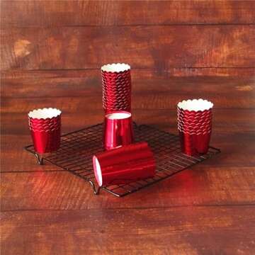 50 Pcs Paper Cupcake Liners Baking Cups, Holiday/Parties/Wedding/Anniversary(Red)
