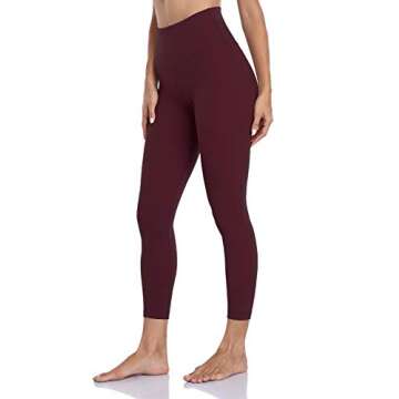 HeyNuts Hawthorn Athletic High Waisted Yoga Leggings for Women, Buttery Soft Workout Pants Compression 7/8 Leggings with Inner Pockets Cassis_25'' XS(0/2)