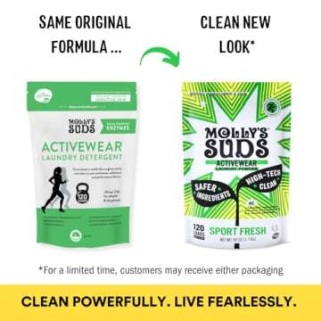 Molly's Suds Active Wear Laundry Detergent | Extra Strength Sport Laundry Powder, Stain Fighting for Performance Fabrics and Sensitive Skin | 120 Loads