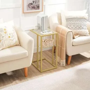 HOOBRO C Shaped End Table Set for Small Spaces