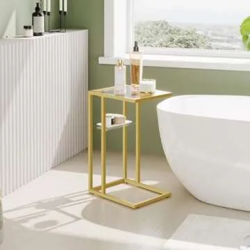 HOOBRO C Shaped End Table Set for Small Spaces