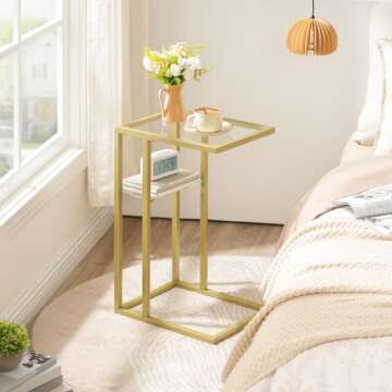 HOOBRO C Shaped End Table Set for Small Spaces