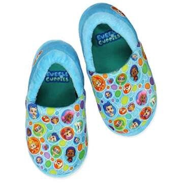 Bubble Guppies Toddler Boys Girls Plush A-Line Slippers (5-6 M US Toddler, Blue)