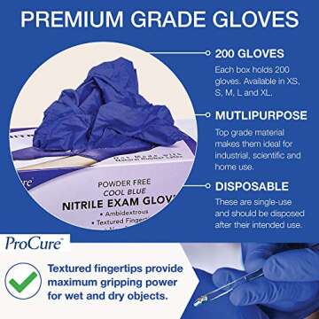 Medical Exam Disposable Nitrile Gloves Large, 400 Count - Powder Free, Rubber Latex Free, Food Safe,...