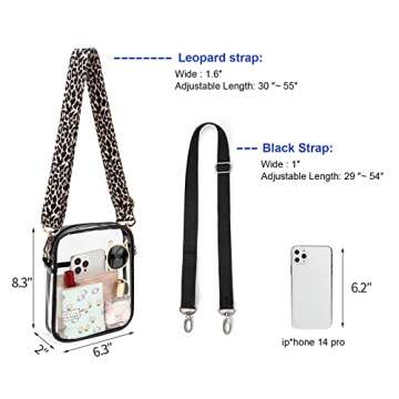 TEABAN Clear Crossbody Purse Stadium Approved Transparent Small Bag for Festivals Sports Events Conc...