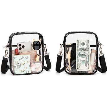 TEABAN Clear Crossbody Purse Stadium Approved Transparent Small Bag for Festivals Sports Events Concerts