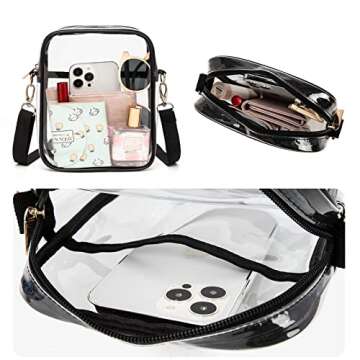 TEABAN Clear Crossbody Purse Stadium Approved Transparent Small Bag for Festivals Sports Events Concerts