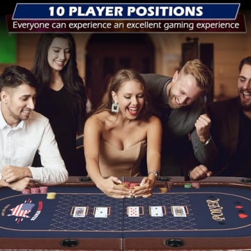 RayChee Foldable Poker Table for 10 Players - Portable Design