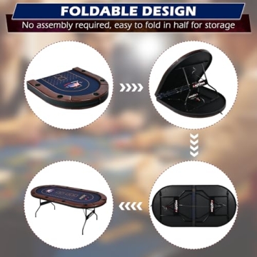 RayChee Foldable Poker Table for 10 Players - Portable Design