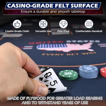 RayChee Foldable Poker Table for 10 Players - Portable Design