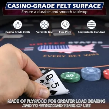 RayChee Foldable Poker Table for 10 Players - Portable Design