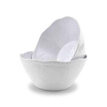 KX-WARE Melamine Cereal Bowls Set - 28 oz/6 inch 100% Melamine Soup/Salad Bowls | set of 6, White | Break-resistant and Dishwasher Safe, BPA Free