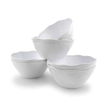 KX-WARE Melamine Cereal Bowls Set - 28 oz/6 inch 100% Melamine Soup/Salad Bowls | set of 6, White | Break-resistant and Dishwasher Safe, BPA Free