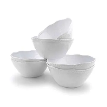 KX-WARE Melamine Cereal Bowls Set - 28 oz/6 inch 100% Melamine Soup/Salad Bowls | set of 6, White | Break-resistant and Dishwasher Safe, BPA Free