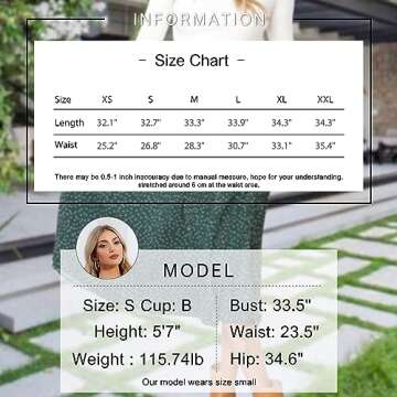 Exlura Womens High Waist Polka Dot Pleated Skirt Midi Swing Skirt with Pockets Green Small