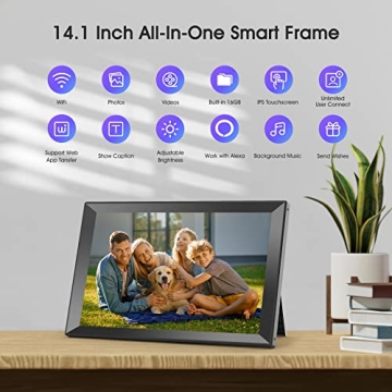 BIGASUO 14.1 Inch Digital Picture Frame with WiFi