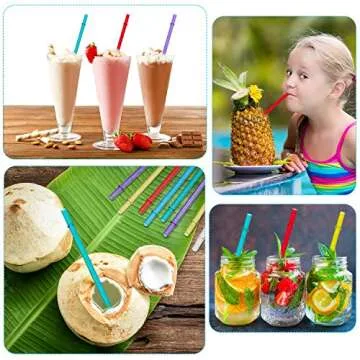 48 Pcs Plastic Straws with Team Bride Flags Reusable Glitter Drinking Straw(Gold, Dark Blue, Purple, Red, White, Green)