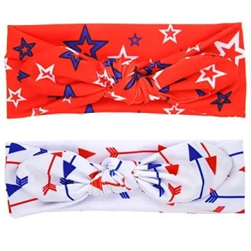BinaryABC 4th of July Baby Headband,Flower America Flag Headband,independence Day Headwear Hairband,2Pcs