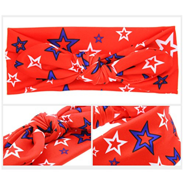 BinaryABC 4th of July Baby Headband,Flower America Flag Headband,independence Day Headwear Hairband,2Pcs