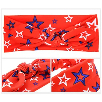 BinaryABC 4th of July Baby Headband,Flower America Flag Headband,independence Day Headwear Hairband,2Pcs