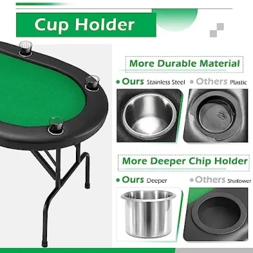 Foldable ECOTOUGE Poker Table for 8 Players – Portable & Stylish