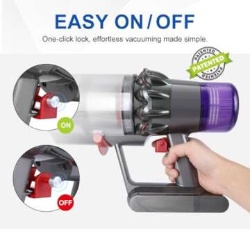 LANMU Trigger Lock Compatible with Dyson V10 V11 V15 Absolute Animal Motorhead Vacuum Cleaner, Power Button Off/On Switch Clamp Holder Attachments, Free Your Finger