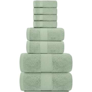 White Classic Luxury Bath Towel Set of 8 Pieces - 100% Turkish Cotton Highly Absorbent Towels for Ba...
