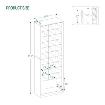 Hzuaneri 11-Tier Shoe Storage Cabinet, Free Standing Closet Organizers and Storage with 31 Open Cubb...