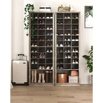Hzuaneri 11-Tier Shoe Storage Cabinet, Free Standing Closet Organizers and Storage with 31 Open Cubbie, Space Saving Shoe Rack for Entryway, Bedroom, Greige SR02005B