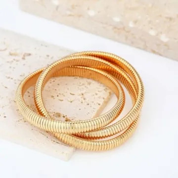 Stylish BONJOULRY Gold Plated Bangle Bracelet Set for Women