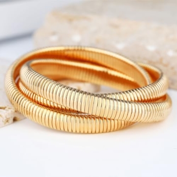 Stylish BONJOULRY Gold Plated Bangle Bracelet Set for Women
